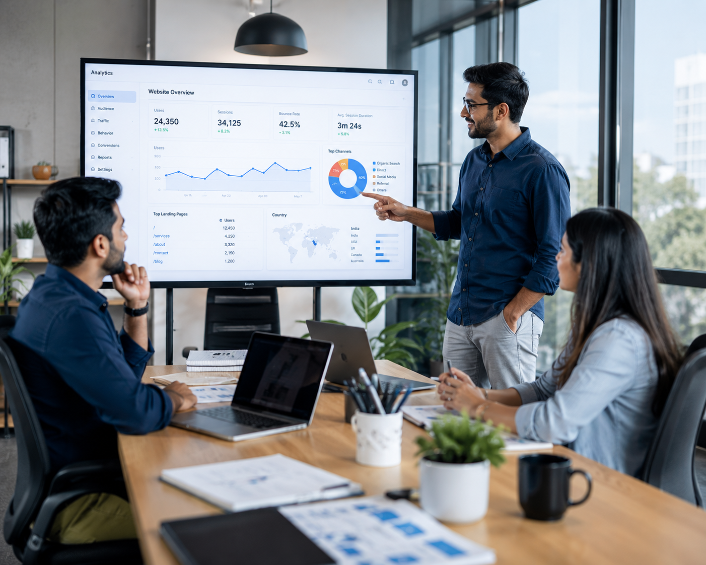 Collaborative meeting in a modern office