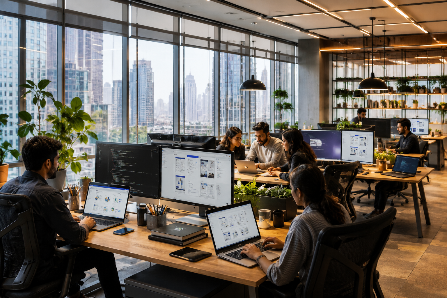 Modern office with city view